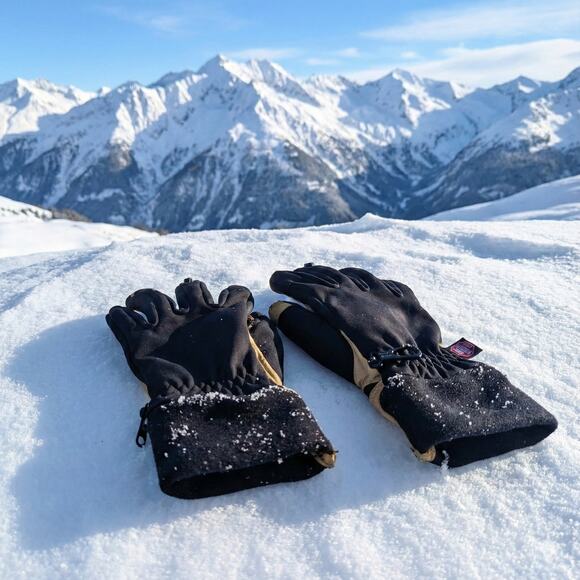 KOMBI Windstopper Winter Gloves Size Large – Leather Palm Black/Tan – Ski Work - Picture 5 of 5